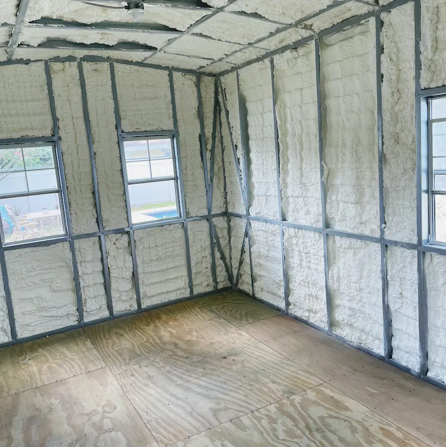 Closed-cell spray foam insulation applied to wall cavities in a residential project in Hayward